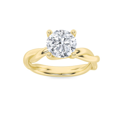 2Cttw Round Shaped Lab Grown Diamond (F/VS) Twisted Shank Solitaire Engagement Ring in 14K Gold