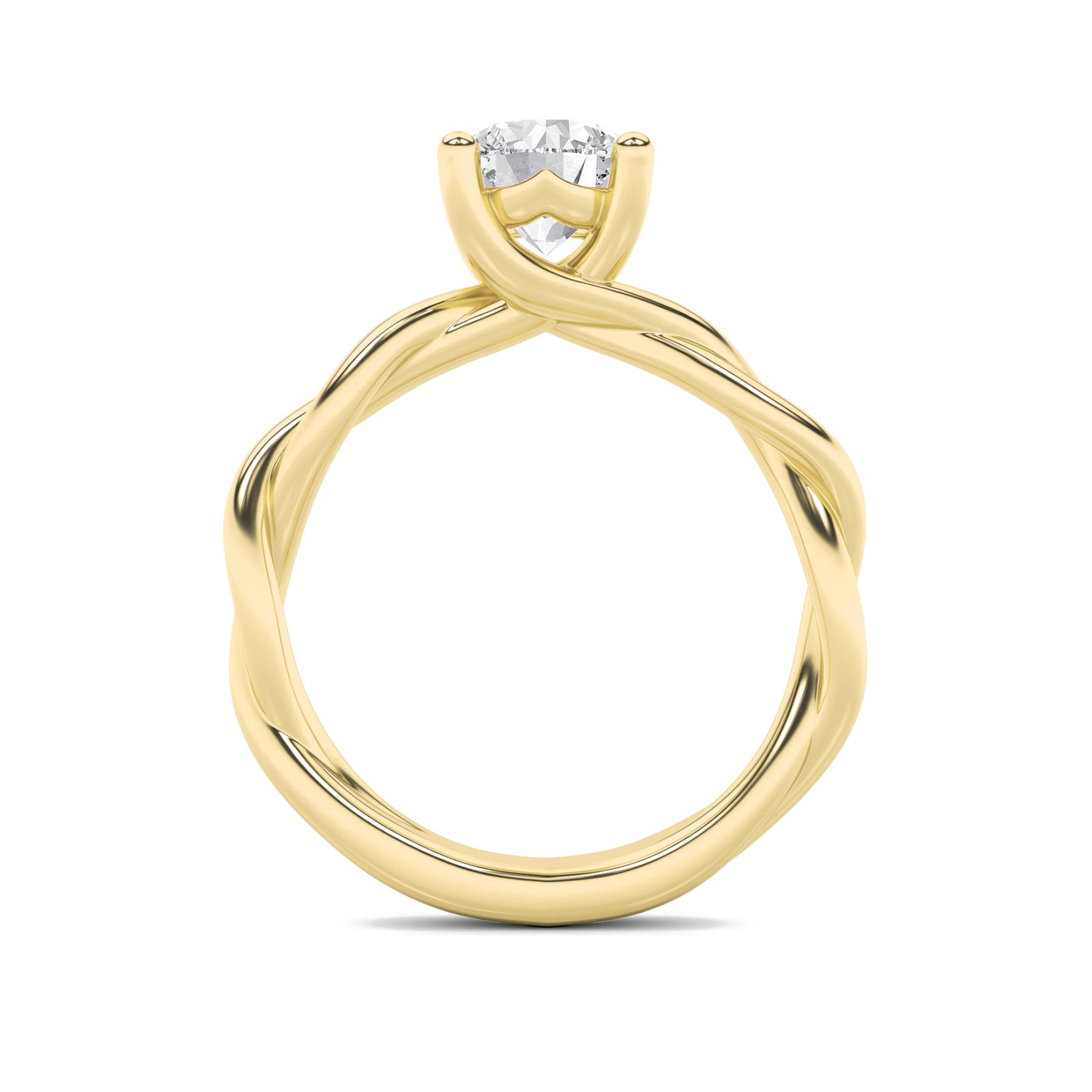 2Cttw Round Shaped Lab Grown Diamond (F/VS) Twisted Shank Solitaire Engagement Ring in 14K Gold