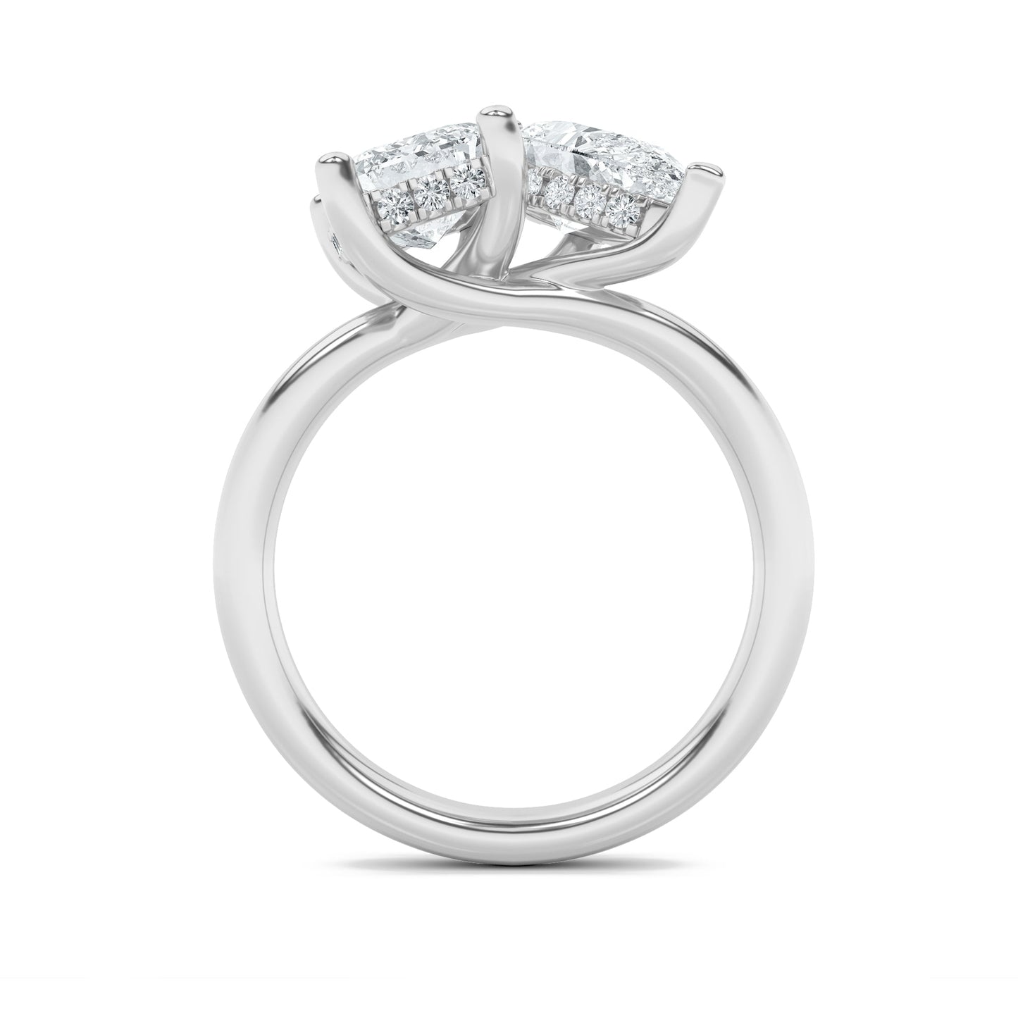 3Cttw Emerald Shaped Lab Grown Diamond (F/VS) Toi et Moi Engagement Ring in 14K Gold