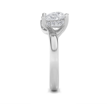 3Cttw Emerald Shaped Lab Grown Diamond (F/VS) Toi et Moi Engagement Ring in 14K Gold