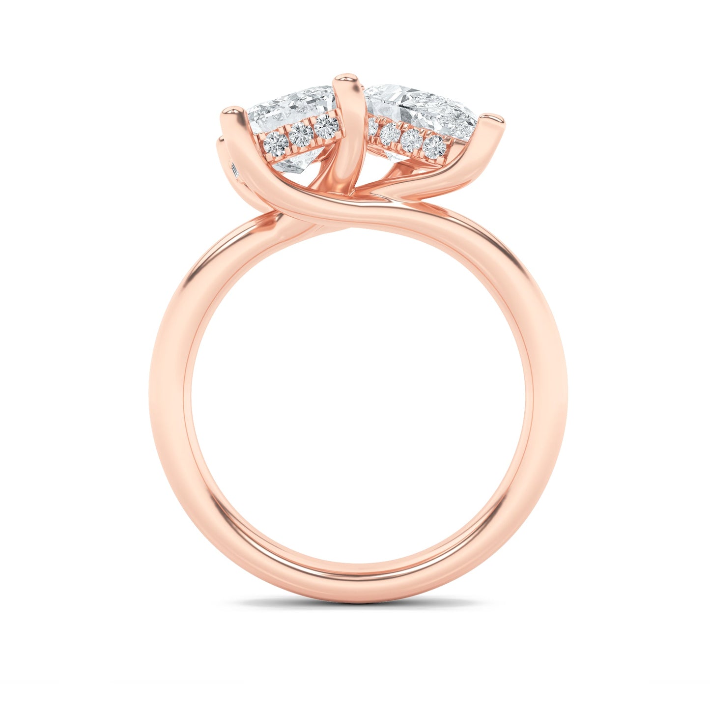 3Cttw Emerald Shaped Lab Grown Diamond (F/VS) Toi et Moi Engagement Ring in 14K Gold