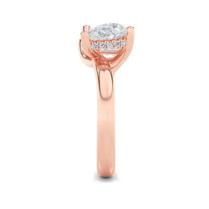 3Cttw Emerald Shaped Lab Grown Diamond (F/VS) Toi et Moi Engagement Ring in 14K Gold