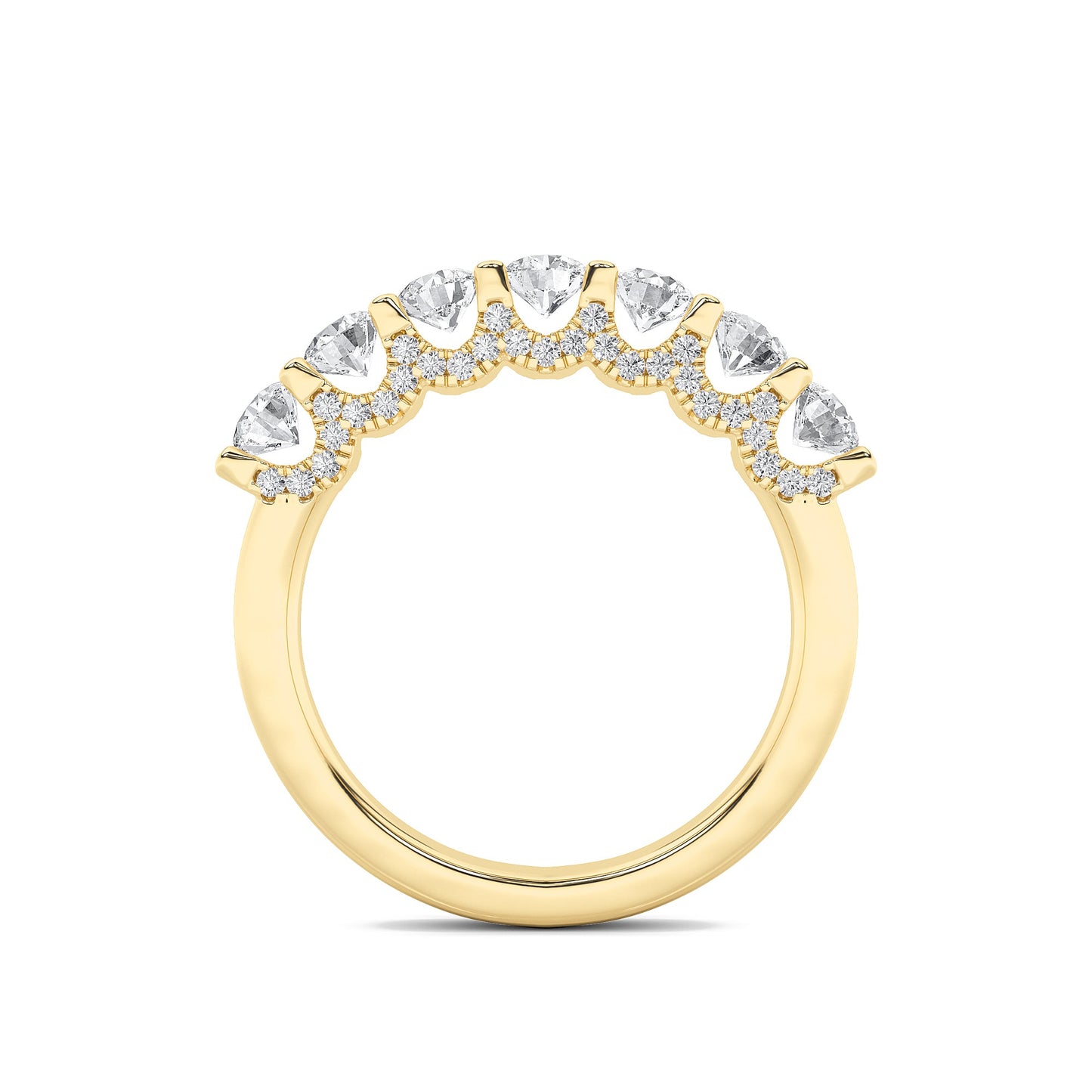 1Cttw Round Shaped Lab Grown Diamond (F/VS) Accented Double Halo Set of Band and  Ring in 14K Gold