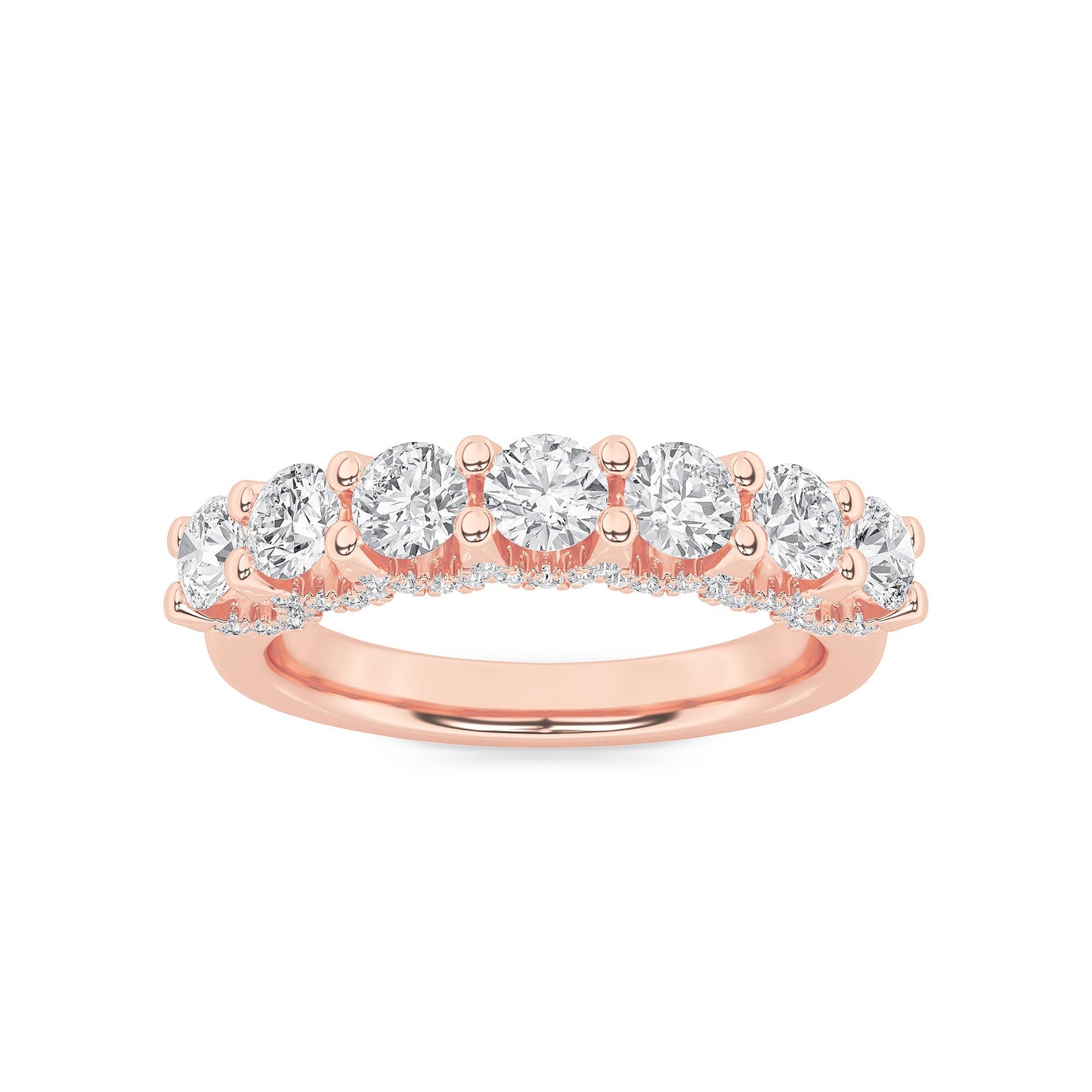 1Cttw Round Shaped Lab Grown Diamond (F/VS) Accented Double Halo Set of Band and  Ring in 14K Gold