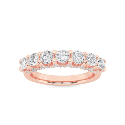 1Cttw Round Shaped Lab Grown Diamond (F/VS) Accented Double Halo Set of Band and  Ring in 14K Gold