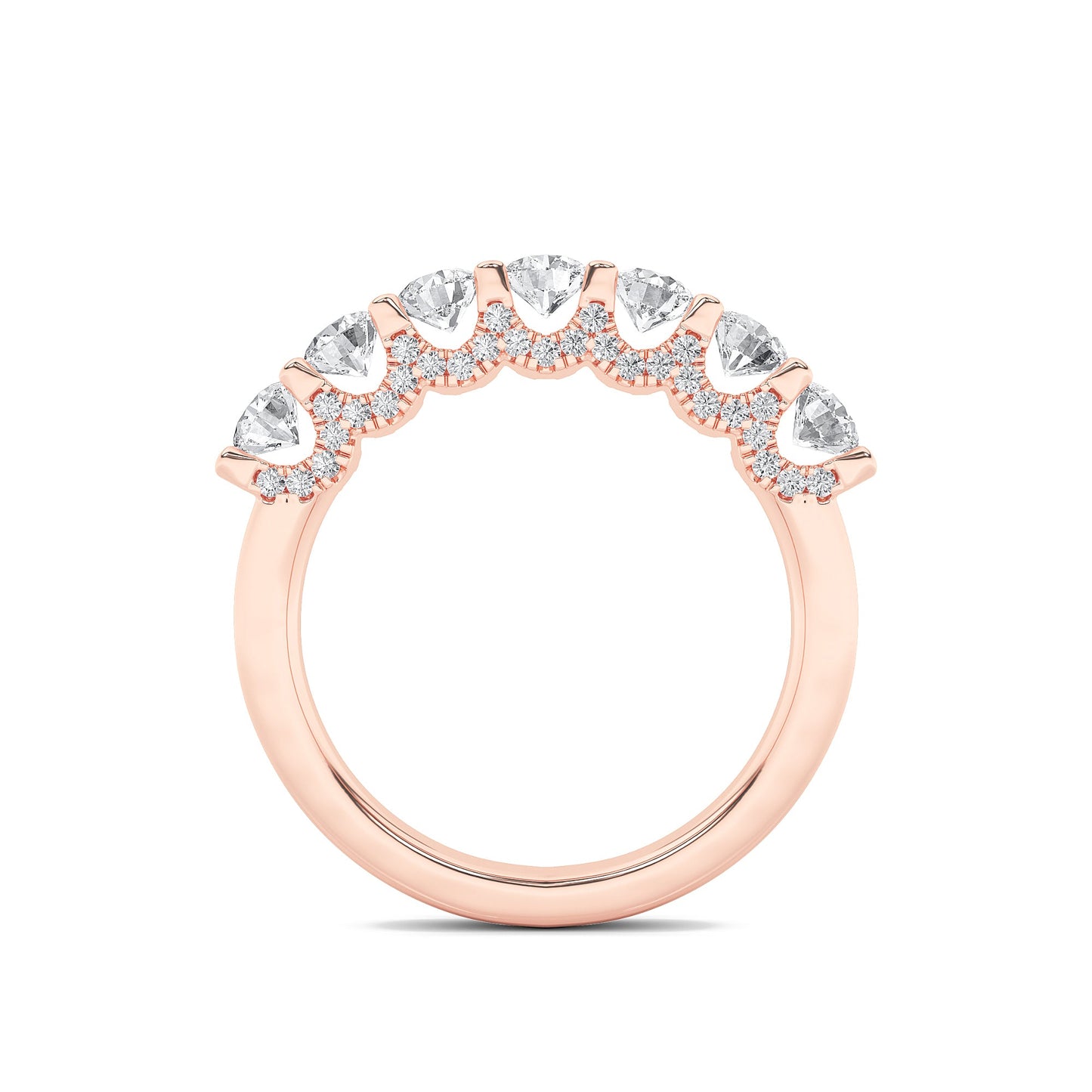 1Cttw Round Shaped Lab Grown Diamond (F/VS) Accented Double Halo Set of Band and  Ring in 14K Gold