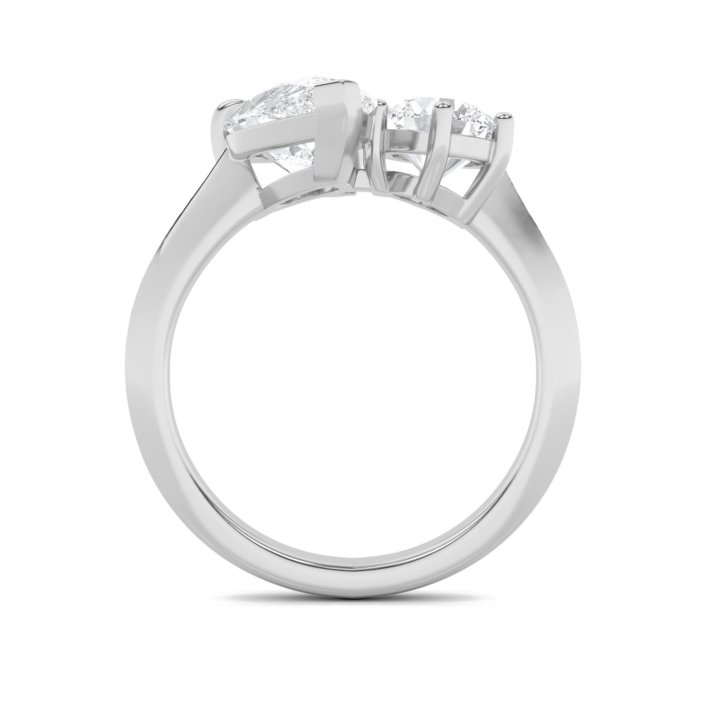 3Cttw Pear Shaped Lab Grown Diamond (F/VS) Toi et Moi Engagement Ring in 14K Gold