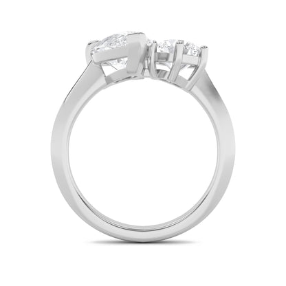 3Cttw Pear Shaped Lab Grown Diamond (F/VS) Toi et Moi Engagement Ring in 14K Gold