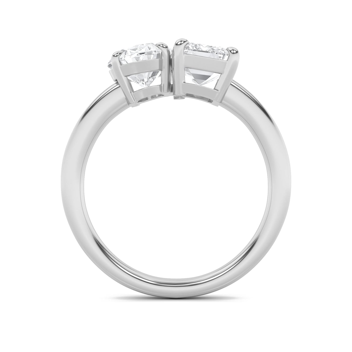 3Cttw Emerald Shaped Lab Grown Diamond (F/VS) Toi et Moi Engagement Ring in 14K Gold