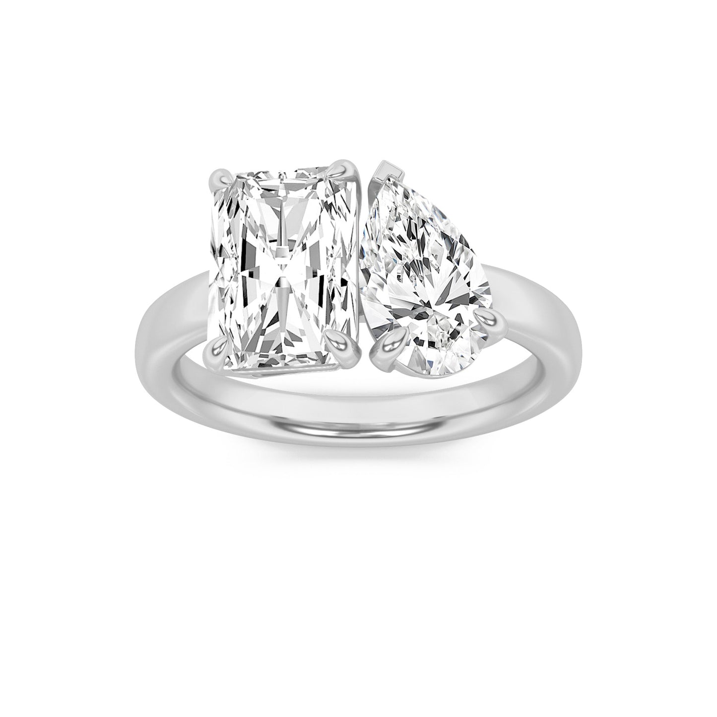 3Cttw Radiant Shaped Lab Grown Diamond (F/VS) Toi et Moi Fashion Ring in 14K Gold