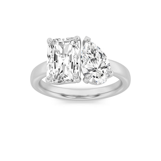 3Cttw Radiant Shaped Lab Grown Diamond (F/VS) Toi et Moi Fashion Ring in 14K Gold