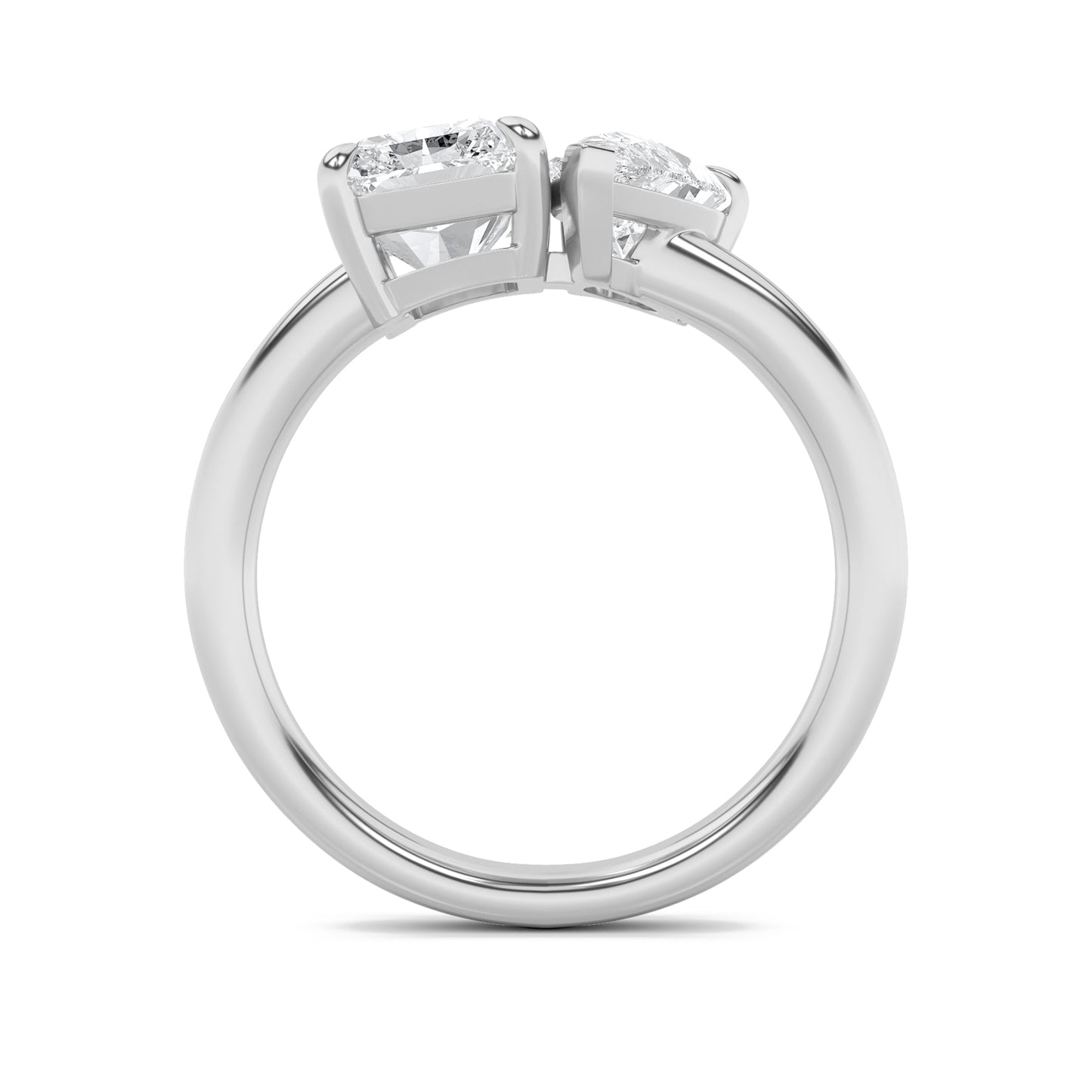 3Cttw Radiant Shaped Lab Grown Diamond (F/VS) Toi et Moi Fashion Ring in 14K Gold