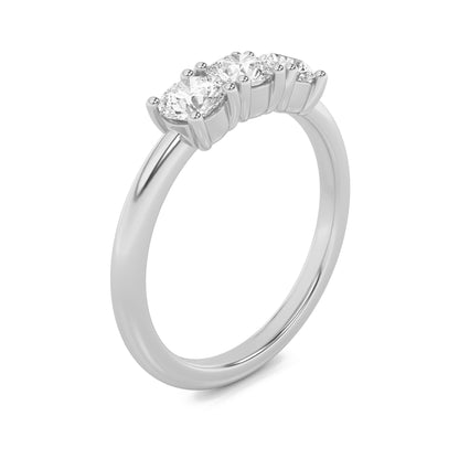 0.75Cttw Round Shaped Lab Grown Diamond (F/VS) Three Stone Band Ring in 14K Gold