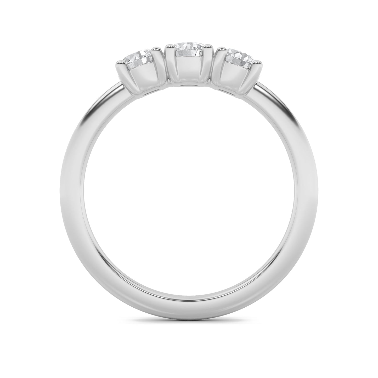 0.75Cttw Round Shaped Lab Grown Diamond (F/VS) Three Stone Band Ring in 14K Gold