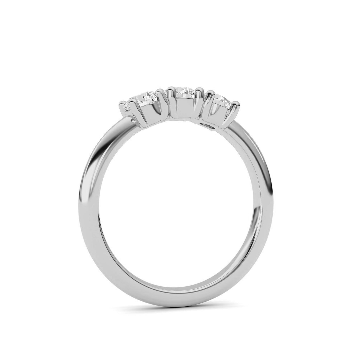 0.75Cttw Round Shaped Lab Grown Diamond (F/VS) Three Stone Band Ring in 14K Gold