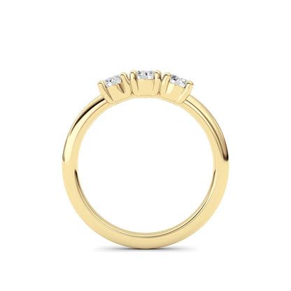0.75Cttw Round Shaped Lab Grown Diamond (F/VS) Three Stone Band Ring in 14K Gold