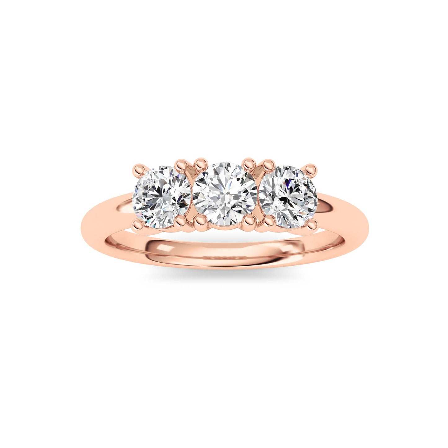 0.75Cttw Round Shaped Lab Grown Diamond (F/VS) Three Stone Band Ring in 14K Gold