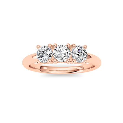 0.75Cttw Round Shaped Lab Grown Diamond (F/VS) Three Stone Band Ring in 14K Gold