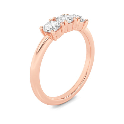 0.75Cttw Round Shaped Lab Grown Diamond (F/VS) Three Stone Band Ring in 14K Gold
