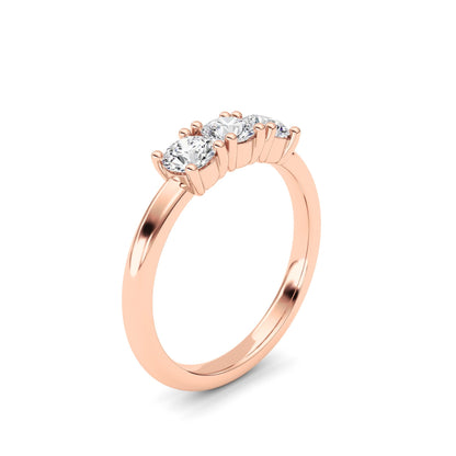 0.75Cttw Round Shaped Lab Grown Diamond (F/VS) Three Stone Band Ring in 14K Gold