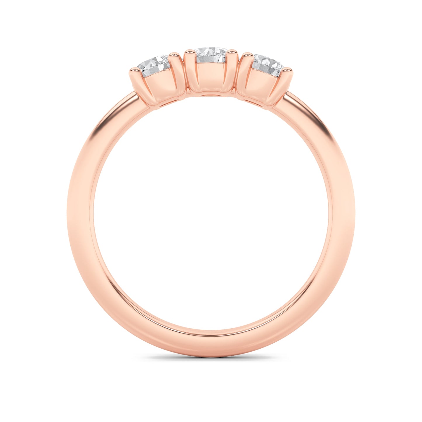 0.75Cttw Round Shaped Lab Grown Diamond (F/VS) Three Stone Band Ring in 14K Gold