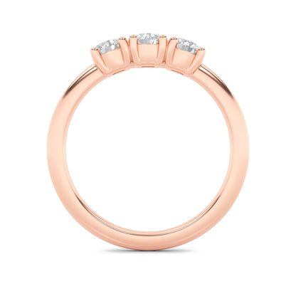 0.75Cttw Round Shaped Lab Grown Diamond (F/VS) Three Stone Band Ring in 14K Gold