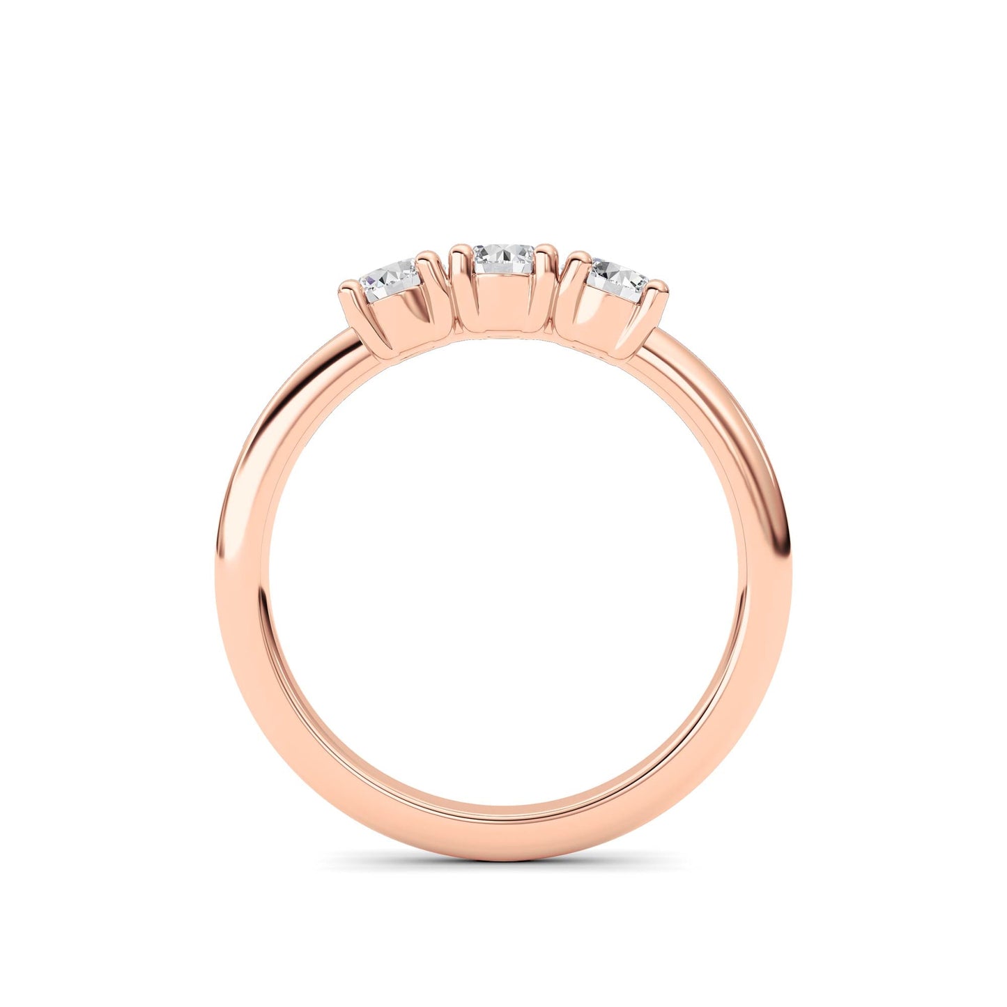 0.75Cttw Round Shaped Lab Grown Diamond (F/VS) Three Stone Band Ring in 14K Gold