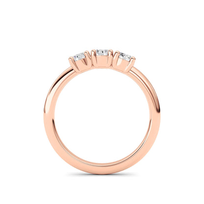0.75Cttw Round Shaped Lab Grown Diamond (F/VS) Three Stone Band Ring in 14K Gold