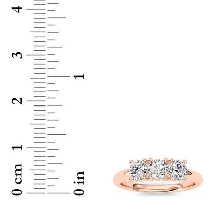 0.75Cttw Round Shaped Lab Grown Diamond (F/VS) Three Stone Band Ring in 14K Gold