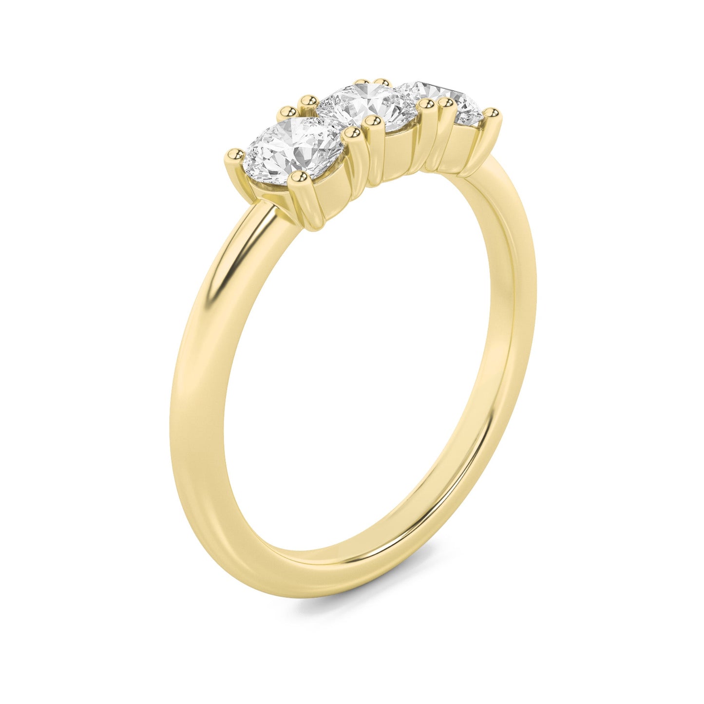3Cttw Round Shaped Lab Grown Diamond (F/VS) Three Stone Band Ring in 14K Gold