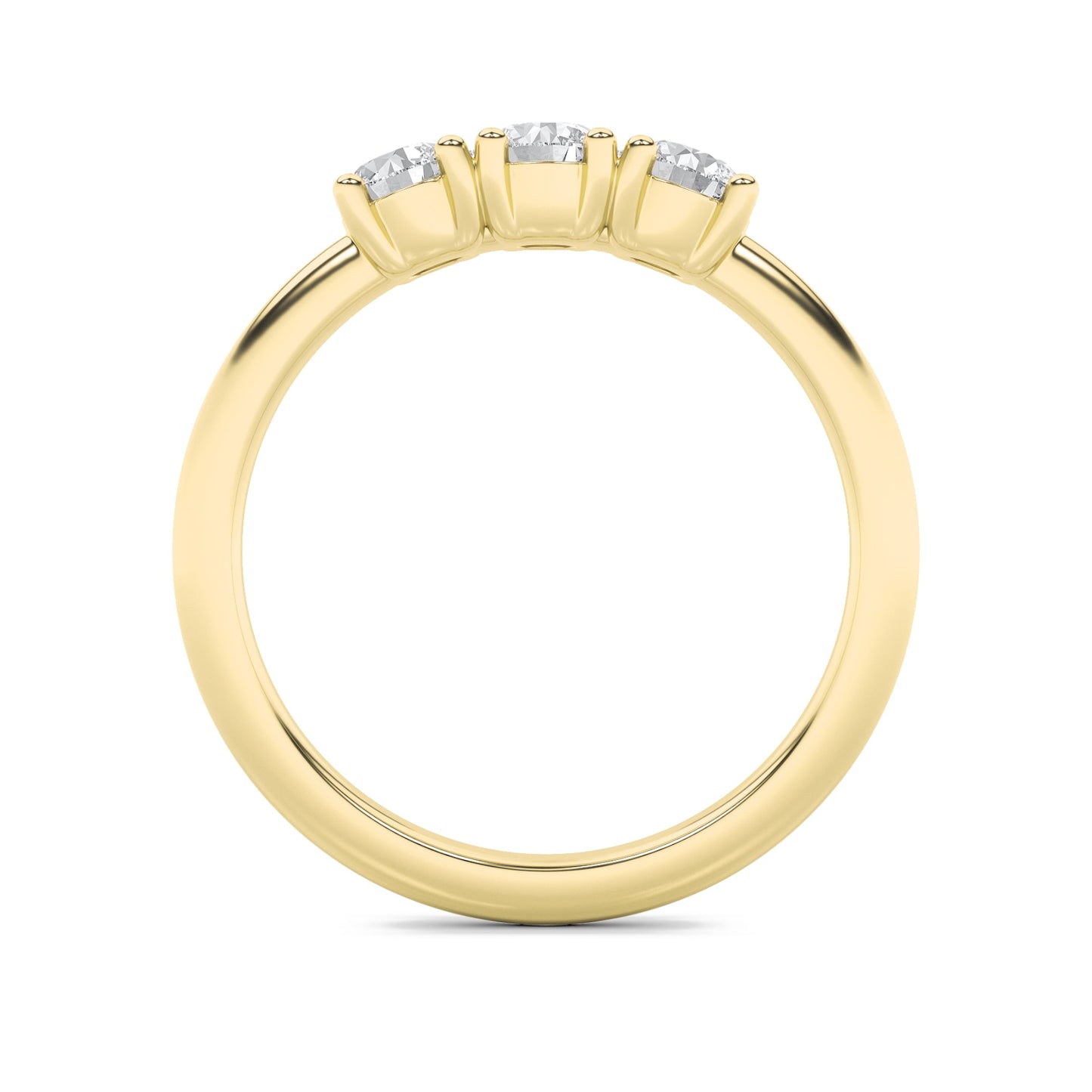 3Cttw Round Shaped Lab Grown Diamond (F/VS) Three Stone Band Ring in 14K Gold
