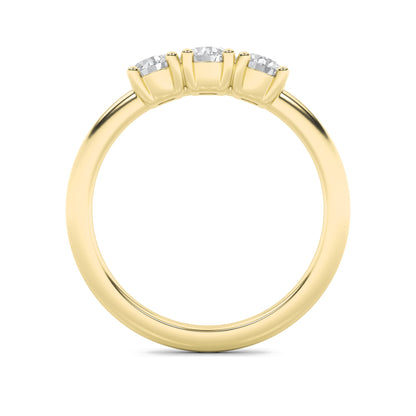 3Cttw Round Shaped Lab Grown Diamond (F/VS) Three Stone Band Ring in 14K Gold