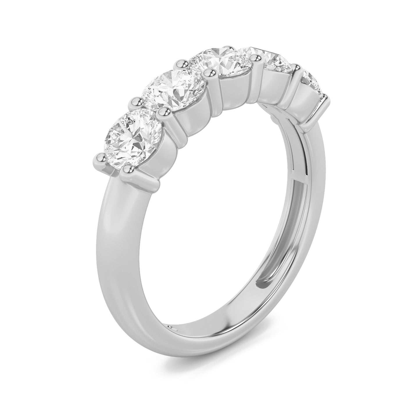 1.5Cttw Round Shaped Lab Grown Diamond (F/VS) Five Stone Band Ring in 14K Gold