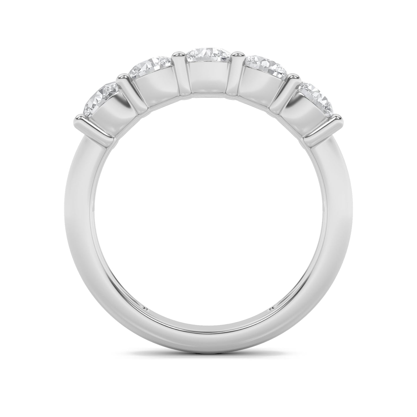 1.5Cttw Round Shaped Lab Grown Diamond (F/VS) Five Stone Band Ring in 14K Gold