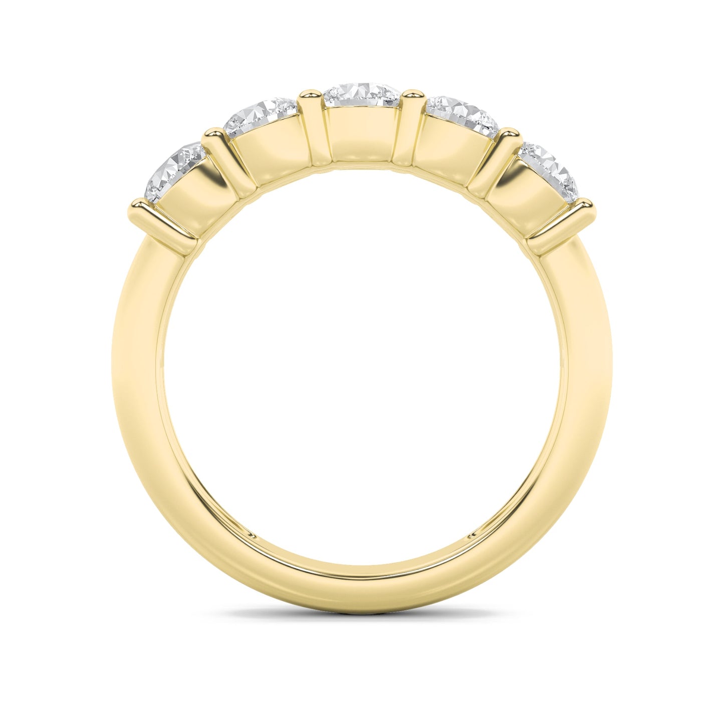 1.5Cttw Round Shaped Lab Grown Diamond (F/VS) Five Stone Band Ring in 14K Gold