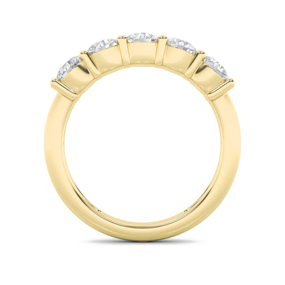 1.5Cttw Round Shaped Lab Grown Diamond (F/VS) Five Stone Band Ring in 14K Gold