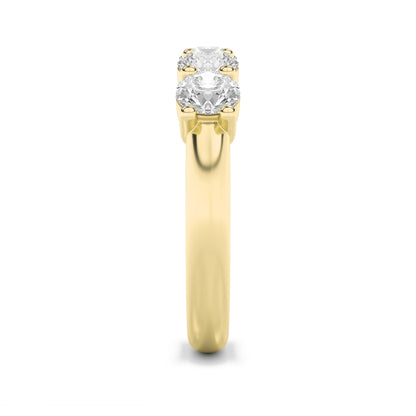 1.5Cttw Round Shaped Lab Grown Diamond (F/VS) Five Stone Band Ring in 14K Gold