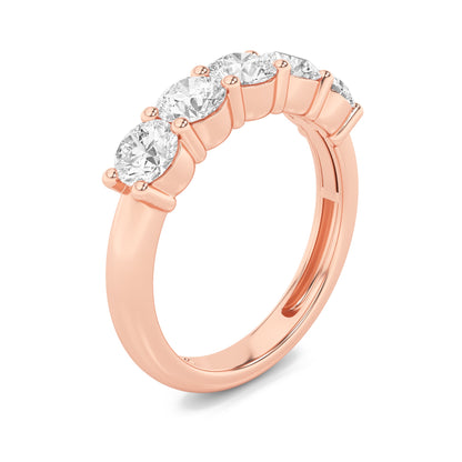 1.5Cttw Round Shaped Lab Grown Diamond (F/VS) Five Stone Band Ring in 14K Gold
