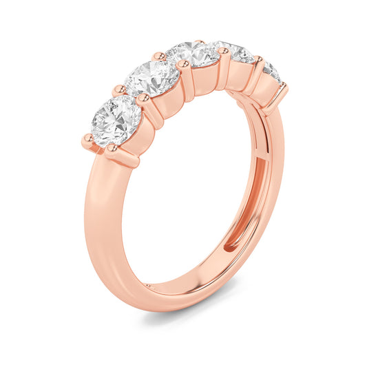 1.5Cttw Round Shaped Lab Grown Diamond (F/VS) Five Stone Band Ring in 14K Gold