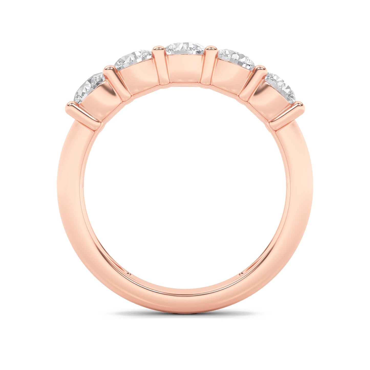 1.5Cttw Round Shaped Lab Grown Diamond (F/VS) Five Stone Band Ring in 14K Gold