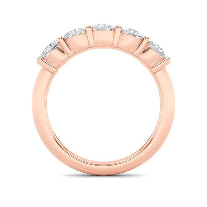 1.5Cttw Round Shaped Lab Grown Diamond (F/VS) Five Stone Band Ring in 14K Gold