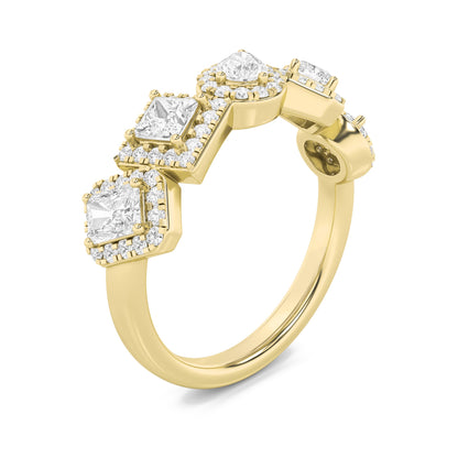 1.5Cttw Mix Shaped Lab Grown Diamond (F/VS) Five Stone Ring in 14K Gold