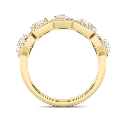 1.5Cttw Mix Shaped Lab Grown Diamond (F/VS) Five Stone Ring in 14K Gold
