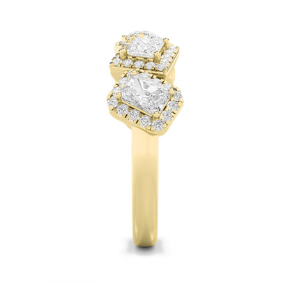 1.5Cttw Mix Shaped Lab Grown Diamond (F/VS) Five Stone Ring in 14K Gold