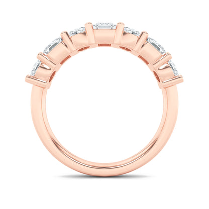 3Cttw Emerald Shaped Lab Grown Diamond (F/VS) Seven Stone Band Ring in 14K Gold