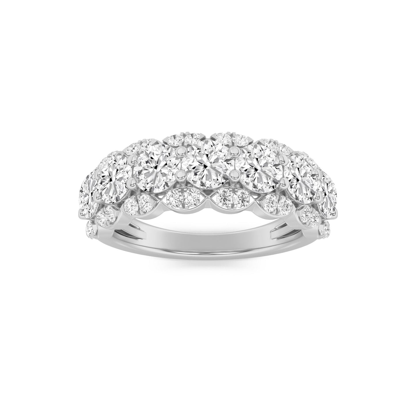 2Cttw Round Shaped Lab Grown Diamond (F/VS) MultiStone Band Ring in 14K Gold