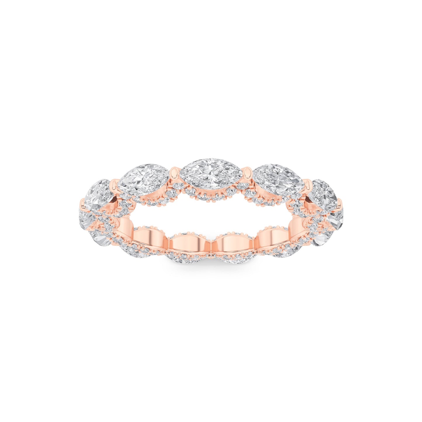 2.5Cttw Marquise Shaped Lab Grown Diamond (F/VS) Eternity Band Ring in 14K Gold