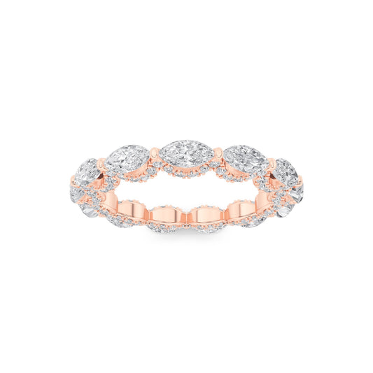 2.5Cttw Marquise Shaped Lab Grown Diamond (F/VS) Eternity Band Ring in 14K Gold