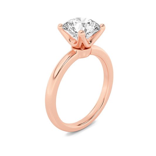 2Cttw Round Shaped Lab Grown Diamond (F/VS) Classic Solitaire Engagement Ring in 14K Gold