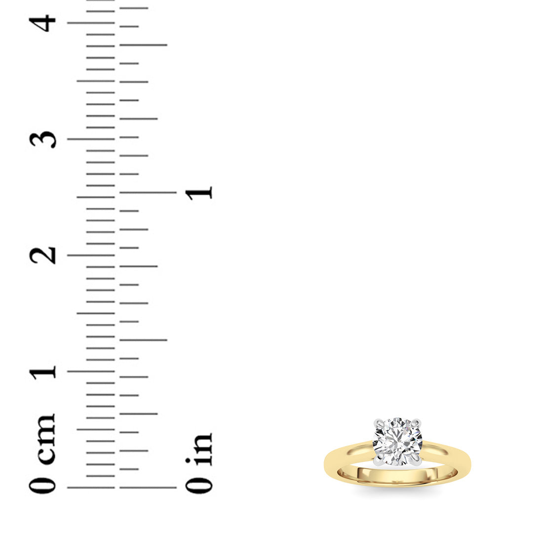 1Cttw Round Shaped Lab Grown Diamond (E/VS) Classic Solitaire Engagement Ring in 14K Gold